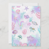 リトルマーメイド ピンク パープル 誕生日 招待状 (裏面)