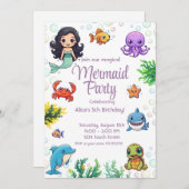 リトルマーメイド・マジカルバースデー・招待パーティー 招待状 (正面/裏面)