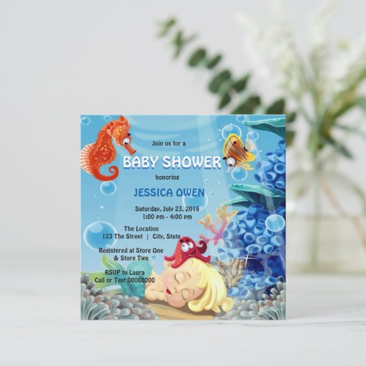 リトルマーメイド マーメン アンダーザシー ベビーシャワー 招待状 (スタンド正面)