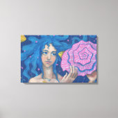リトルマーメイド、水中ファンタジーアート、ピンクブルー キャンバスプリント (正面)
