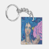 リトルマーメイド、水中ファンタジーアート、ピンクブルー キーホルダー (正面左)