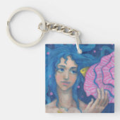 リトルマーメイド、水中ファンタジーアート、ピンクブルー キーホルダー (正面)