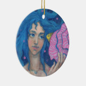 リトルマーメイド、水中ファンタジーアート、ピンクブルー セラミックオーナメント (右)