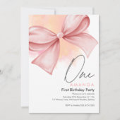 リトルミスオンデァフルピンク 1歳の誕生日招待状 招待状 (正面)