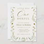 リトルミスオンデァフル 1歳の誕生日 ワイルドフラワー 招待状 (正面)