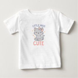 リトルミスキュート - ベビーガール子猫チャーム ベビーTシャツ