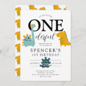 リトルミスターワンダーフル恐竜の少年誕生日 招待状 (正面/裏面)