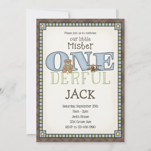 リトルミスターワンダーフル誕生日招待状 招待状 (正面)