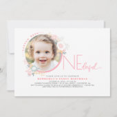 リトルミスワンダフルキュート1歳誕生日写真 招待状 (正面)