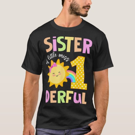 リトルミスワンダフル1歳の誕生日を迎えた姉妹の太陽 Tシャツ (正面)