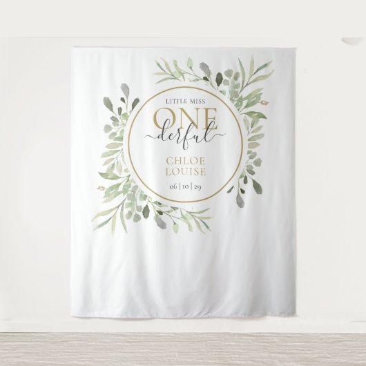 リトルミスワンダフル ファーストバースデー フォトブース タペストリー (正面)