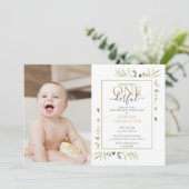 リトルミスワンダフル フォト キュート ガール 1歳の誕生日 招待状 (スタンド正面)