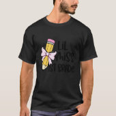 リトルミス1年生 リボン 鉛筆 入学 文房具 女の子 Tシャツ (正面)