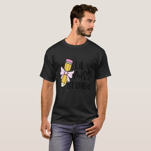 リトルミス1年生 リボン 鉛筆 入学 文房具 女の子 Tシャツ (正面フル)