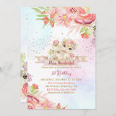 リトルミス・ワンダフル・キッテン 1歳の誕生日 招待状 (正面/裏面)