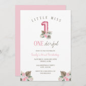 リトルミス・ワンダフル 1歳の誕生日 招待状 (正面/裏面)