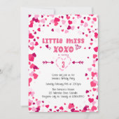 リトルミス XOXO ピンクラブハーツ ガールズバースデー 招待状 (正面)