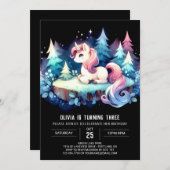 リトルミニマリストホース誕生日 招待状 (正面/裏面)