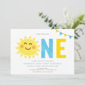 リトルミニマルサンシャインファースト誕生日ボーイ 招待状 (スタンド正面)