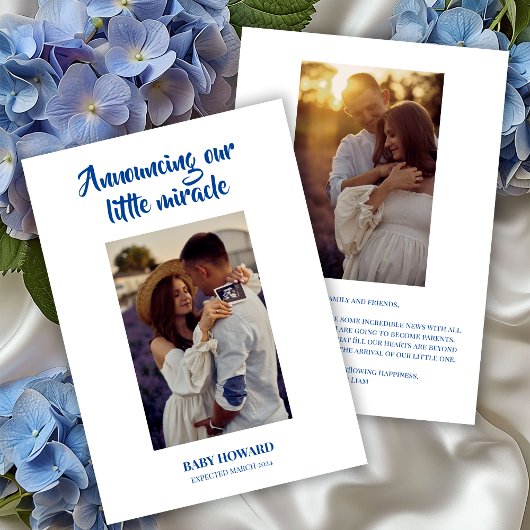リトルミラクルブルー写真妊娠のお知らせ 招待状