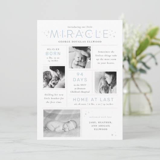 リトルミラクルプレイミーNICUインフォグラフィック誕生 案内状 (スタンド正面)