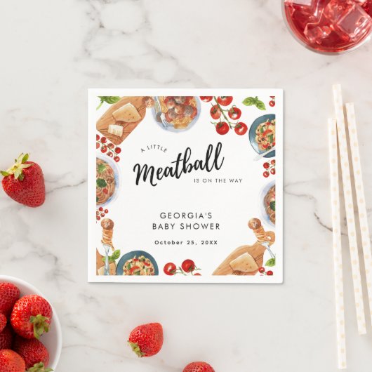 リトルミートボールイタリアンフードベイビーシャワー スタンダードカクテルナプキン (インサイチュ)