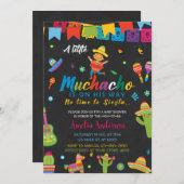 リトルムチャチョンオンザウェイボーイフィエスタベイビーシャワー 招待状 (正面/裏面)