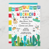 リトルムチャチョンオンザウェイボーイフィエスタベイビーシャワー 招待状 (正面/裏面)