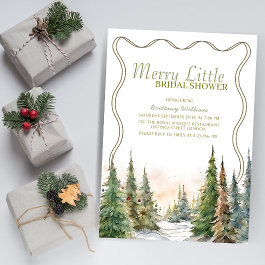 リトルメリーウィンターブライダルシャワー素朴クリスマス 招待状