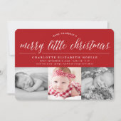 リトルメリークリスマスタイポグラフィ3写真誕生 シーズンカード (正面)