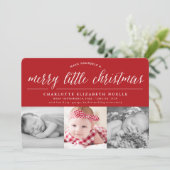 リトルメリークリスマスタイポグラフィ3写真誕生 シーズンカード (スタンド正面)