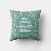 リトルメリークリスマスティール(緑がかった色)ホワイトスノーフレーク クッション (裏面)