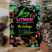 リトルメリークリスマスネオンサンタホリデーパーティー 招待状