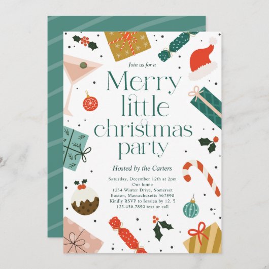リトルメリークリスマスパーティーホリデーパーティー 招待状 (正面/裏面)