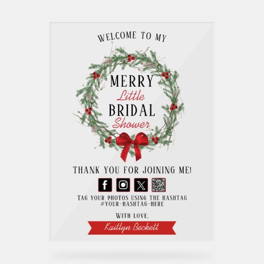 リトルメリークリスマスブライダルシャワーへようこそ アクリルサイン (正面)