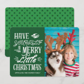 リトルメリークリスマスホリデーフォトカード（緑） 案内状 (正面/裏面)