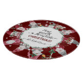 リトルメリークリスマスレッドグレー格言サンタ帽子 カッティングボード (角)