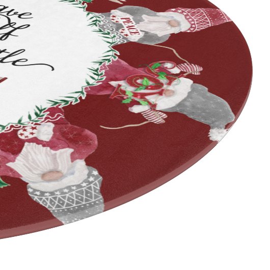 リトルメリークリスマスレッドグレー格言サンタ帽子 カッティングボード (角)