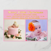 リトルメリークリスマス新生児フォイルホリデーカード 箔シーズンカード (正面)