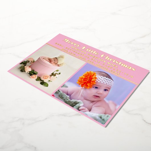 リトルメリークリスマス新生児フォイルホリデーカード 箔シーズンカード (回転した状態)