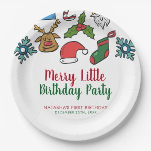 リトルメリークリスマス誕生日カスタム ペーパープレート
