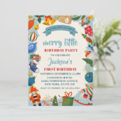 リトルメリークリスマス1歳の誕生日招待状 招待状 (スタンド正面)