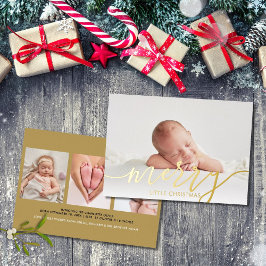 リトルメリークリスマス4写真ベビー誕生金ゴールド 箔シーズンカード