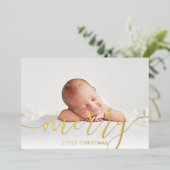 リトルメリークリスマス4写真ベビー誕生金ゴールド 箔シーズンカード (立ち正面)