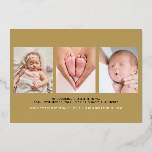 リトルメリークリスマス4写真ベビー誕生金ゴールド 箔シーズンカード (裏面)