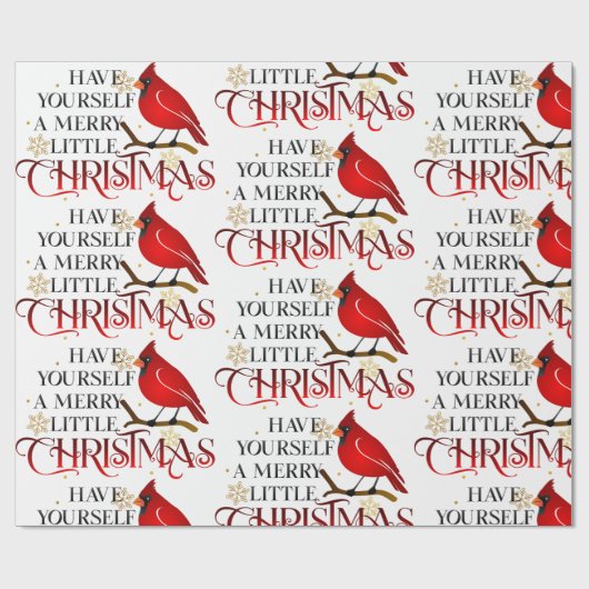 リトルメリークリスマス(鳥)ショウジョウコウカンチョウ ラッピングペーパー (フラット)