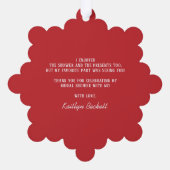 リトルメリーサンキュークリスマスブライダルシャワー オーナメントカード (裏面)