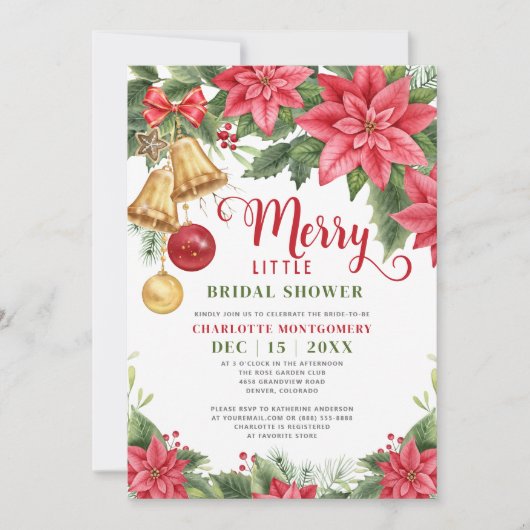 リトルメリーブライダルシャワークリスマスポインセチア 招待状 (正面)