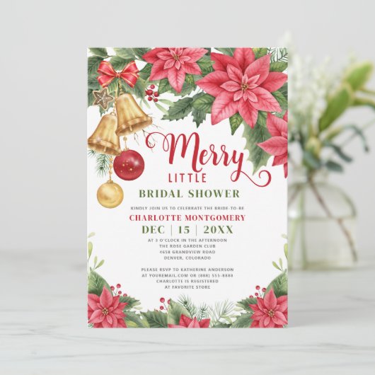 リトルメリーブライダルシャワークリスマスポインセチア 招待状 (スタンド正面)