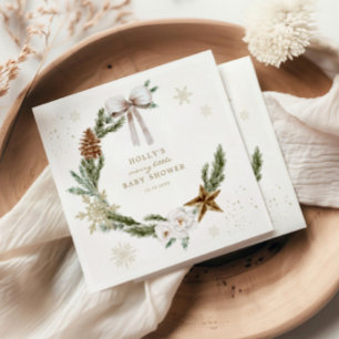 リトルメリーベビーシャワーニュートラルリース スタンダードカクテルナプキン